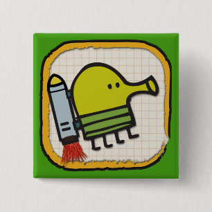 Bóton Quadrado 5.08cm Botão do quadrado do ícone do salto do Doodle