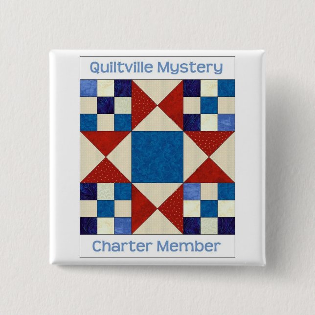 Bóton Quadrado 5.08cm Botão do quadrado do mistério de Quiltville (Frente)