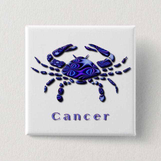 Bóton Quadrado 5.08cm Botão do quadrado do sinal do cancer (Frente)