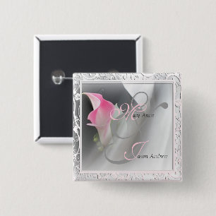Bóton Quadrado 5.08cm Botão do quadro do Flourish do lírio de Calla