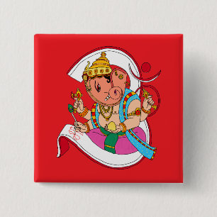Bóton Quadrado 5.08cm Botão do Senhor Ganesha
