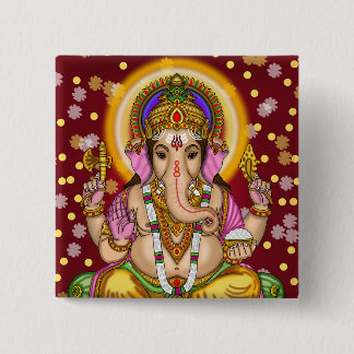 Bóton Quadrado 5.08cm Botão do Senhor Ganesha
