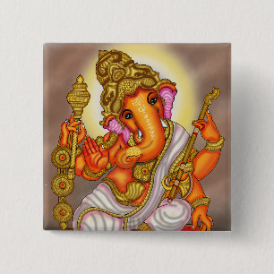 Bóton Quadrado 5.08cm Botão do Senhor Ganesha