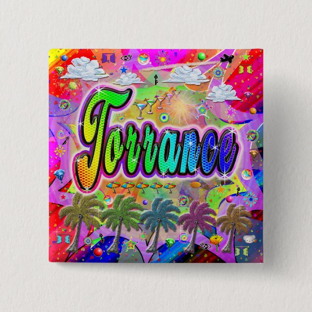 Bóton Quadrado 5.08cm Botão do Torrance Vista Express (Frente)