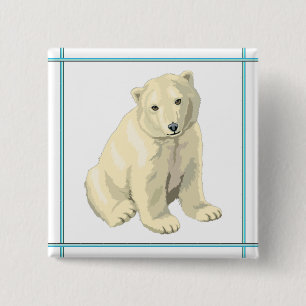 Bóton Quadrado 5.08cm Botão do Urso Polar Bebê