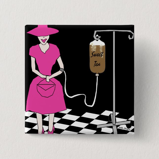 Bóton Quadrado 5.08cm Botão doce do chá IV do galão do sul (Frente)