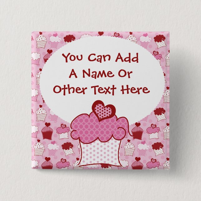 Bóton Quadrado 5.08cm Botão doce personalizado do cupcake (Frente)