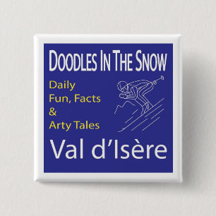 Bóton Quadrado 5.08cm botão "Doodle na Neve" (insígnia)