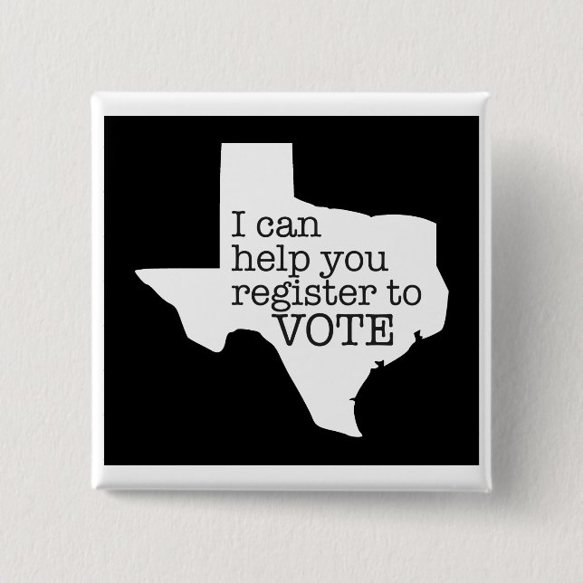 Bóton Quadrado 5.08cm Botão dos eleitores de Texas do registro (Frente)