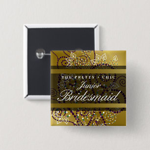 Bóton Quadrado 5.08cm Botão Dourado do casamento das espirais JÚNIORS 