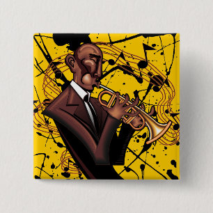 Bóton Quadrado 5.08cm Botão dourado do som do jazz