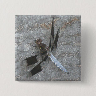 Bóton Quadrado 5.08cm Botão Dragonfly Azul