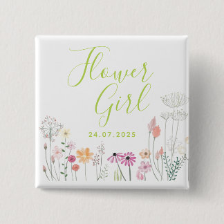 Bóton Quadrado 5.08cm Botão Elegante para Menina das Flores com Flor Sil