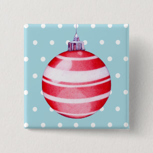 Bóton Quadrado 5.08cm Botão Enfeites de natal Vermelho