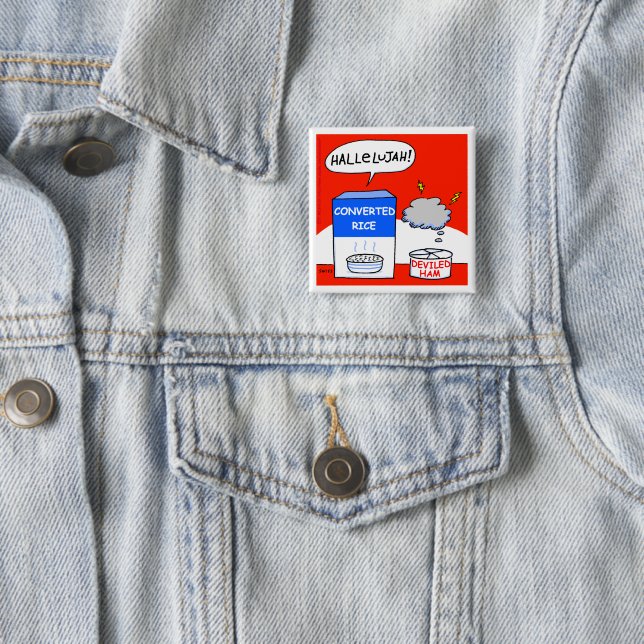 Bóton Quadrado 5.08cm Botão Engraçado de Cartoon Humor Cristão (In Situ)