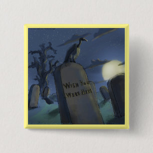 Bóton Quadrado 5.08cm Botão Engraçado de Halloween do Convite Headstone