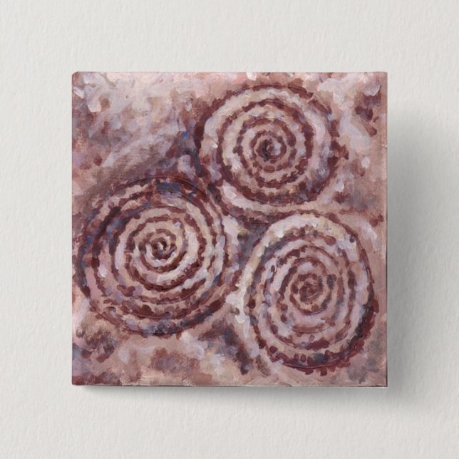 Bóton Quadrado 5.08cm Botão espiral de Newgrange (Frente)