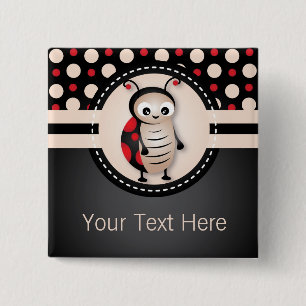 Bóton Quadrado 5.08cm Botão Favor da Festa de aniversário Ladybug