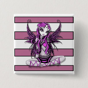 Bóton Quadrado 5.08cm Botão feericamente Lacey cor-de-rosa