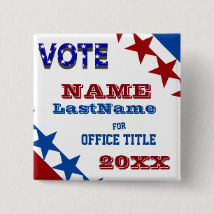 Bóton Quadrado 5.08cm Botão feito sob encomenda da campanha