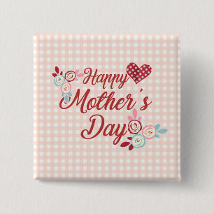 Bóton Quadrado 5.08cm Botão feliz adorável do Pin do dia das mães  