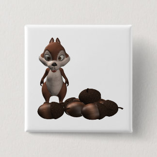 Bóton Quadrado 5.08cm Botão feliz do esquilo