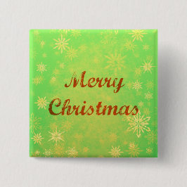 Bóton Quadrado 5.08cm Botão Feliz Natal - Fundo Verde Festivo