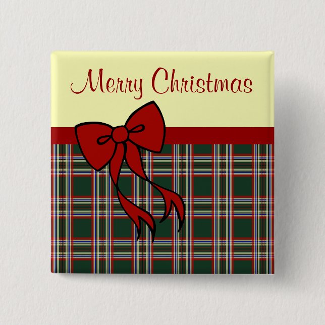 Bóton Quadrado 5.08cm Botão Feliz Natal Presente (Frente)