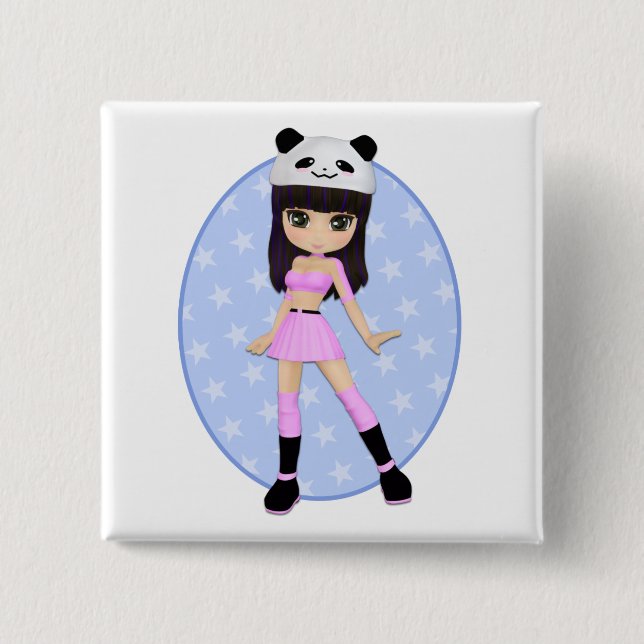 Bóton Quadrado 5.08cm Botão feminino do quadrado do partido de Debbie da (Frente)