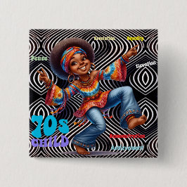 Bóton Quadrado 5.08cm Botão Filho Hippie 70s Colorful-Me