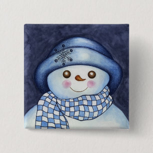 Bóton Quadrado 5.08cm Botão flocoso do boneco de neve
