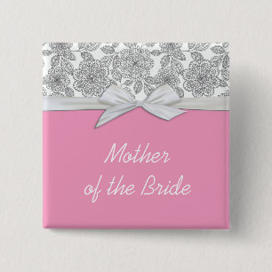 Bóton Quadrado 5.08cm Botão floral cinzento luxuoso do rosa do damasco