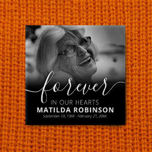 Bóton Quadrado 5.08cm Botão Foto Funeral para sempre em nossos Corações