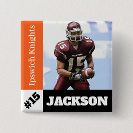 Bóton Quadrado 5.08cm Botão fotodesportivo personalizado / futebol por p