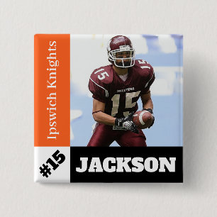 Bóton Quadrado 5.08cm Botão fotodesportivo personalizado / futebol por p