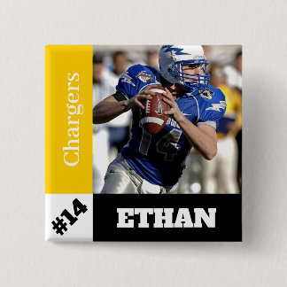 Bóton Quadrado 5.08cm Botão fotodesportivo personalizado / futebol por p