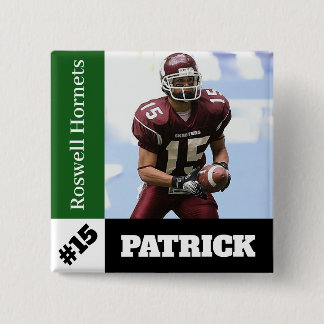 Bóton Quadrado 5.08cm Botão fotodesportivo personalizado / futebol por p