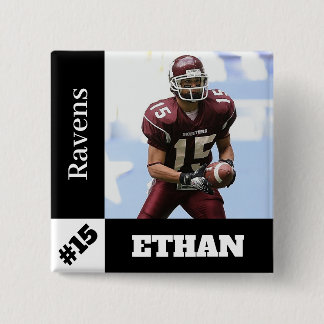 Bóton Quadrado 5.08cm Botão fotodesportivo personalizado / futebol por p