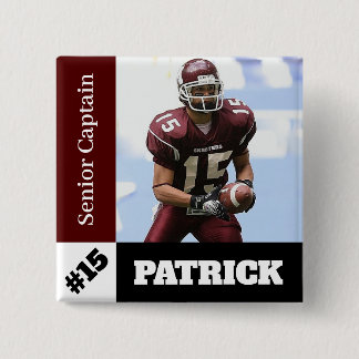 Bóton Quadrado 5.08cm Botão fotodesportivo personalizado / futebol por p