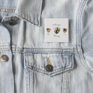 Bóton Quadrado 5.08cm Botão Fotografias De Coração Personalizadas Para A