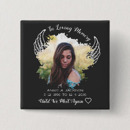 Bóton Quadrado 5.08cm Botão Fotográfico das asas de anjo de memória Lovi