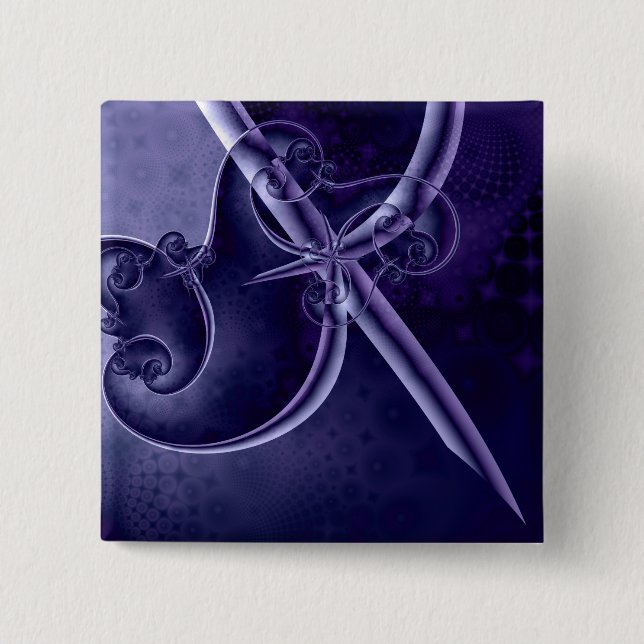 Bóton Quadrado 5.08cm Botão Fractal (Frente)