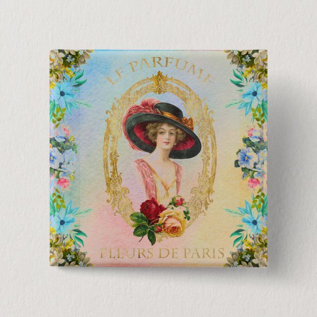 Bóton Quadrado 5.08cm Botão Francês Vintage (Frente)