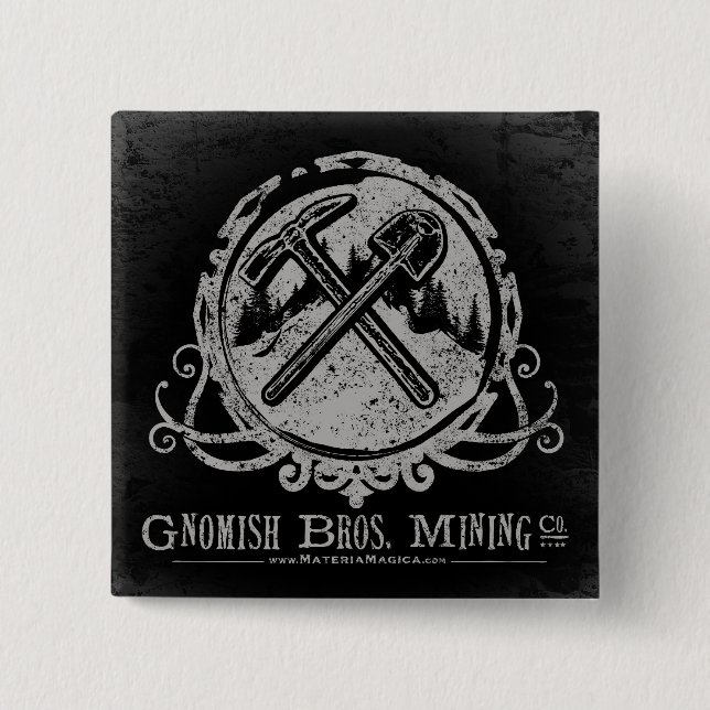 Bóton Quadrado 5.08cm Botão Gnomish (Frente)
