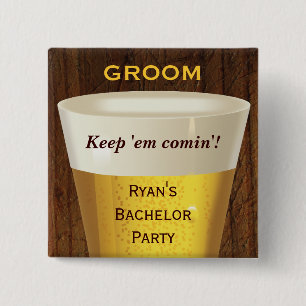 Bóton Quadrado 5.08cm Botão grande do solteiro da cerveja