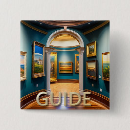 Bóton Quadrado 5.08cm Botão Guia do Museu Personalizado