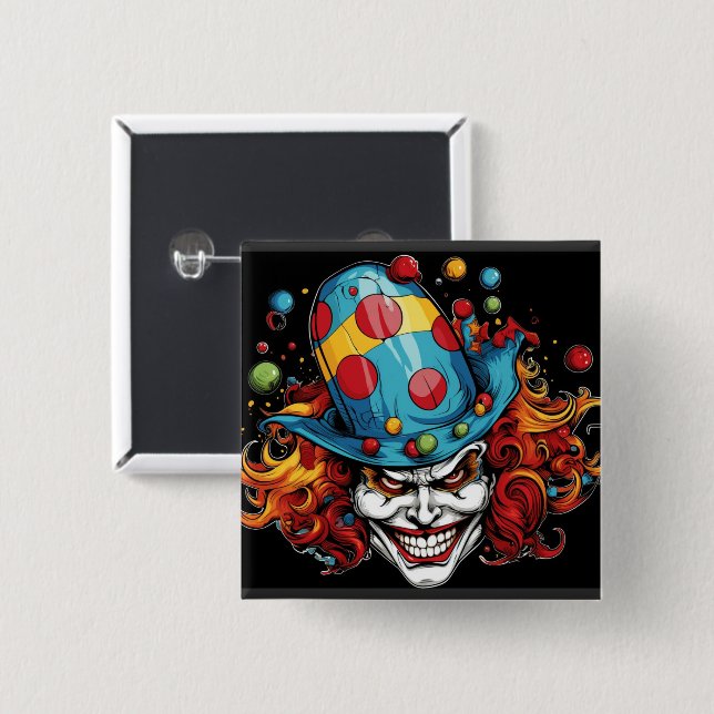 Bóton Quadrado 5.08cm Botão Halloween/Joker (Frente & Verso)