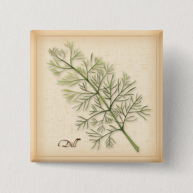 Bóton Quadrado 5.08cm Botão Herb Dill (Frente)