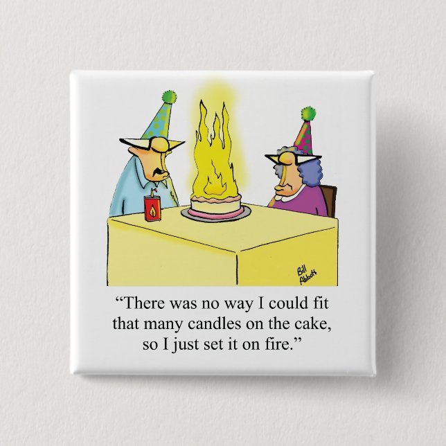 Bóton Quadrado 5.08cm Botão Humor De Aniversário Engraçado Para Het (Frente)