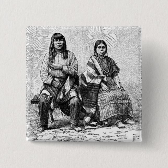 Bóton Quadrado 5.08cm Botão Índios Americanos (Frente)